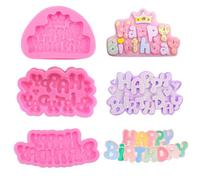 3 Moules En Silicone Happy Birthday, Moule Fondant Lettre Anniversaire, Moule à Chocolat Antiadhésif, Pour Décoration Gâteau, Cupcake, Pâte à Sucre, Fête d'Anniversaire