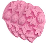 3 moules en silicone pour chocolat, modèle insecte 3D, 24 cavités, couleur rose