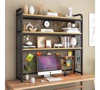3 Niveaux Étagère Bibliothèque De Bureau - Bureau D'ordinateur En Bois Étagère De Rangement, Présentoir Réglable Autoportant, Étagères De Rangement Pour Fournitures De Bureau Et De Maison(Black B,95*2