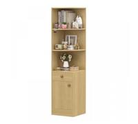 3 niveaux étagères de rangement en bois-MENGDA-Etagère d'angle-Avec 1 tiroir et 1 armoire-Pour salon,bureau à domicile,couloir