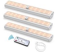 3 PACK Lampe de Placard 20 LED Fansteck lampe sans fil Télécommandées USB rechargeable G