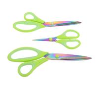 3 Paires Ciseaux à Tissu Vert en Acier Inoxydable, Multi-usages | Poignée Ergonomique, Coupe Fil et Papier, Usage Needlework et Crewel