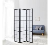 3 pan diviseur de pièce écran Pliant - Bois partition Shoji en Riz Noir Blanc