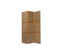 3 pan Diviseur de pièce paravent taille spéciale 2 m de hauteur - bois diviseur Shoji avec du bambou en brun clair