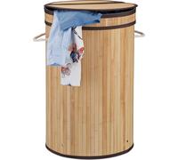 3 paniers à linge en bambou, paniers ronds avec couvercle rabattable, 65 l, paniers pliables, Ø 40 cm, bacs à linge, couleur naturelle