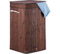 3 paniers à linge en bambou, pliables et faciles à transporter, XL, 70 l, avec couvercle, panier à linge rectangulaire, H x l x P : 63 x 36 x 36 cm, marron
