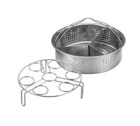 3 Paniers à Vapeur en Acier Inoxydable avec Séparateur et Support à Oeufs, Accessoire Résistant pour Autocuiseur, Cuisine de Légumes