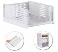 3 paniers de rangement empilables, organisateur coulissant pour armoire, séparateur modulable bureau et dressing .