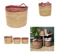3 paniers tressés bicolores 27,9x34,3x34,3cm Rose G