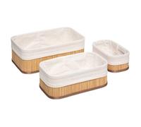 Lot de 3 paniers en bambou naturel et polyester
