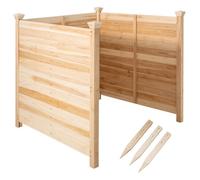 3 Panneaux Clôture de Jardin Modulable 119x119cm COSTWAY-en Bois Sapin à Lattes avec Piquets-Cache Poubelle,Climatiseur-Naturel
