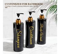 3 paquets de 500 ml Ensemble de distributeurs rechargeables de shampoing et revitalisant - Bouteilles avec pompe élégante pour le rangement de la salle de bain - Design anti-fuite et gain d'espace. Po