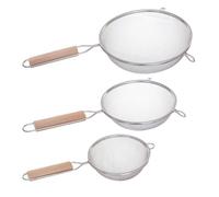 5five - Lot de 3 passoires 'Sieve' inox et bois 35 cm argent