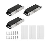3 PCS aimant porte placard Auto-adhésion, Aimant de Porte pour Armoire, Portes Coulissante, Tiroir, Meuble -Aimants Placard Ultra Fin avec Installation Facile, Noir