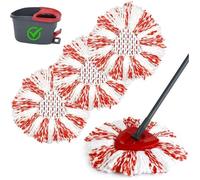 3 PCS Balai Serpillère Microfibre Remplacement Compatible avec Vileda 3in1 Turbo EasyWring&Clean Spin Mop System (Rouge)