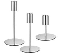 3 Pcs Chandelier Bougeoir, Bougie Chandelier en Métal, Bougeoirs pour Bougie cylindrique Rétro Métal Hauts Decoratif pour Décoration de Table Maison Mariage Noël (Argent, （8.5cm,14cm,16cm）)