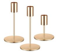 3 Pcs Chandelier Bougeoir Dorés Rose, 8.5/14/16cm Bougie Chandelier en Métal, Bougeoirs pour Bougie cylindrique Rétro Métal Hauts Decoratif pour Décoration de Table Maison Mariage Noël