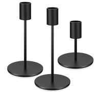 3 Pcs Chandelier Bougeoir Noirs, 8.5/14/16 cm Bougie Chandelier en Métal, Bougeoirs pour Bougie cylindrique Rétro Métal Hauts Decoratif pour Décoration de Table Maison Mariage Noël(Noir)
