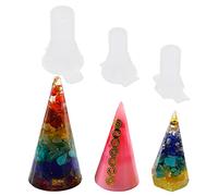 3 Pcs Cône Moules en Résine de Silicone, 6,5cm Bricolage Cristal époxy Losange Coupe Porte-Anneau Pendentif Utilisé pour Fabriquer Des Porte-Bagues et Des Pendentifs Coniques