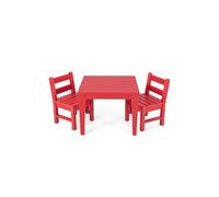 Giantex 3 Pcs Ensemble de Table et 2 Chaises pour Enfants en Bois, Table Enfant avec Chaise, 3-12 Ans+, 1 Table + 2 Chaises, Rouge Rouge G