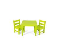 Giantex 3 Pcs Ensemble de Table et 2 Chaises pour Enfants en Bois, Table Enfant avec Chaise, 3-12 Ans+, 1 Table + 2 Chaises, Vert Vert G