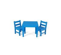 Giantex 3 Pcs Ensemble de Table et 2 Chaises pour Enfants en Bois, Table Enfant avec Chaise, 3-12 Ans+, Bleu, 1 Table + 2 Chaises Bleu G
