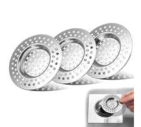 3 PCS Filtre Evier Cuisine, Filtre Cheveux Douche en INOX, Grille Evier Cuisine, Accessoire Drain Lavabo Baignoire Bonde pour Les Cuisines et Les Salles de Bains - 7.5 cm