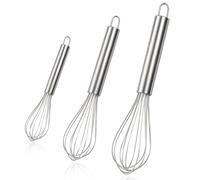 3 PCS Fouet Cuisine Inox Professionnel, Petit Fouet Cuisine Professionnel pour Pâtisserie, Œufs, Sauce, Pâte, Mini Fouet Cuisine Métal 21cm 26cm 29cm, Small Metal Whisk Set