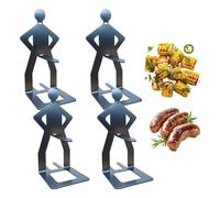 3 PCS Funny Hot Dog Sausage Stand Holder, Standing Man Sausage Barbecue Rack, Reusable Stainless Steel BBQ Sausage Holder, Portable Barbecue Grill Accessories for Barbecue Camping Spring Trip 4PCS