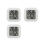 3 PCS Mini Thermomètre Hygrometre Compteur électronique de température et d'humidité avec pile bouton intégrée (Blanc)