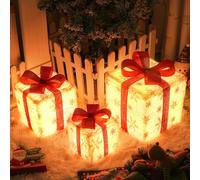 3 Pcs Noel Boite Cadeau Lumineuses, Decoration Noel Led Boite A Cadeau, 8 Modes Avec Minuterie Et TéLéCommande(Alimenté Par Batterie),Pour DéCoration Noel IntéRieur/ExtéRieur Et Boite Anniversaire (A)
