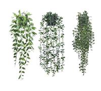 3 Pcs Plante Artificielle Tombante avec Pot, Plantes Artificielles Interieur, Lierre Fausse Vert 80/65/65cm, Decoration Maison Suspendues pour Extérieure, Célébration, Jardin, Mariage, Cuisine, Balcon