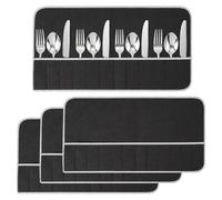 3 PCS Pochette de Rangement pour Couverts en Argent et Métal Plaqué Argent, Porte-Couverts en Tissu 50 x 25 cm, Protège des Rayures et du Ternissement pour 12 Fourchettes à Menu Couteaux à Menu