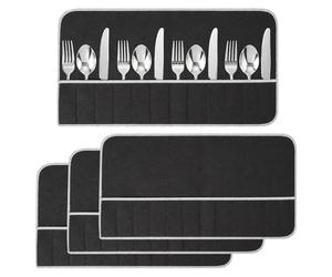 3 PCS Pochette de Rangement pour Couverts en Argent et Métal Plaqué Argent, Porte-Couverts en Tissu 50 x 25 cm, Protège des Rayures et du Ternissement pour 12 Fourchettes à Menu Couteaux à Menu