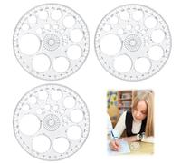 3 Pcs Pochoir Circulaire, Modèle Géométrique Règle de Dessin Gabarit Rond Géométrique Pochoir Rond en Plastique pour Dessin Rapporteur à 360° Traceur Circle Tracer Outils pour Dessin école Laboratoire