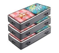 3 PCS Sac de Rangement Sous Lit,75L Grande Capacité Sac à Vêtements Pliable Housse de Rangement pliable Poignée (100x50x15cm,Gris)
