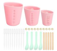 3 PCS Set de Gobelets Doseurs en Silicone,Moules Silicone Gobelets Mélangeurs avec Tige de Mélange, Compte-gouttes, Lits de Doigts,Mini Spatule pour Les Moules de Bricolage(125ml 250ml 500ml)