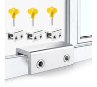 3 Pcs Verrou Baie Coulissante, Limiteur de Fenêtre Coulissante Réglable Avec Verrou, Verrou Porte Coulissante Veranda et Serrure de Fenêtre, Pour Portes et Fenêtres Coulissantes
