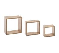 Atmosphera (5five) Lot de 3 étagères murales Fixy Cube en MDF chêne L 15 x P 9 x H 15 cm / L 20 x P 9 x H 20 cm / L 25 x P 9 x H 25 cm