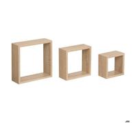 Atmosphera (5five) Étagères murales Fixy Cube MDF chêne – Lot de 3 L15/20/25×P9×H15/20/25 cm