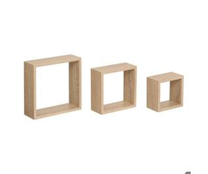 3 petites étagères murales ""Fixy"" cube effet chêne - 5five