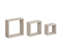 Atmosphera – Étagères murales Fixy Cube – Lot de 3, effet chêne gris 25 cm