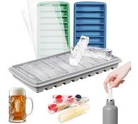 3 Pièce Bac à Glaçons avec Couvercle, 30 Bac à Glaçons Allongé en Silicone, Faciles à Libérer, Sans BPA, Empilable, Reutilisable, Pour Cocktails, Whisky, Vin, Fruits, Purées, Gourde Sport