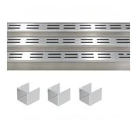 3 Pièce Caniveau Exterieur Système de Drainage de Tranchée Linéaire, | Caniveau avec Grille en Acier Inoxydable, pour Garage de Jardin(3pcs,100x10x5cm)