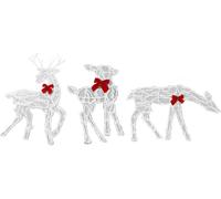 3 Piece Lighted Christmas Deer Family Set Outdoor Yard Decoration with LED Lights Red Bows Mother Child Reindeer Garden Decor (Décoration de jardin pour la famille de cerfs de Noël illuminés)