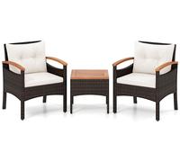 3-Piece Rattan Patio Set with Cushions and Side Table