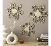 3 pièces/1 pièce Décoration murale de marguerite bohème, art mural suspendu de fleurs de vigne naturelles, art mural bohème en bois. Décoration murale de fleurs pour la maison, le bureau, la pépinière