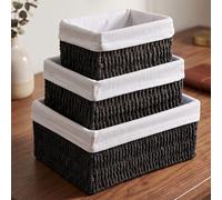 3 pièces/1 pièce Panier de rangement en rotin tressé à la main, tailles SML, plateau organisateur de bureau, porte-cosmétiques, porte-clés, porte-snacks, bac de décoration multi-scènes pour chambre, s