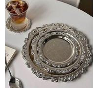 3 pièces/1 pièce Plateau vintage en acier inoxydable, sous-verre, porte-bougie d'aromathérapie, plat de rangement pour bijoux en métal argent/or, S/3,9 po M5,9 po/L7,8 po petit,grand,Moyen,Petit+Moyen