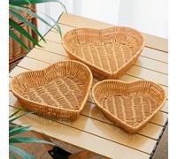 3 pièces/2 pièces/1 pièce Plateaux en forme de cœur en osier, plateaux de service de cuisine, paniers de rangement, panier à frites, assiette à fruits, plateau à collations, assiette à salade, panier 